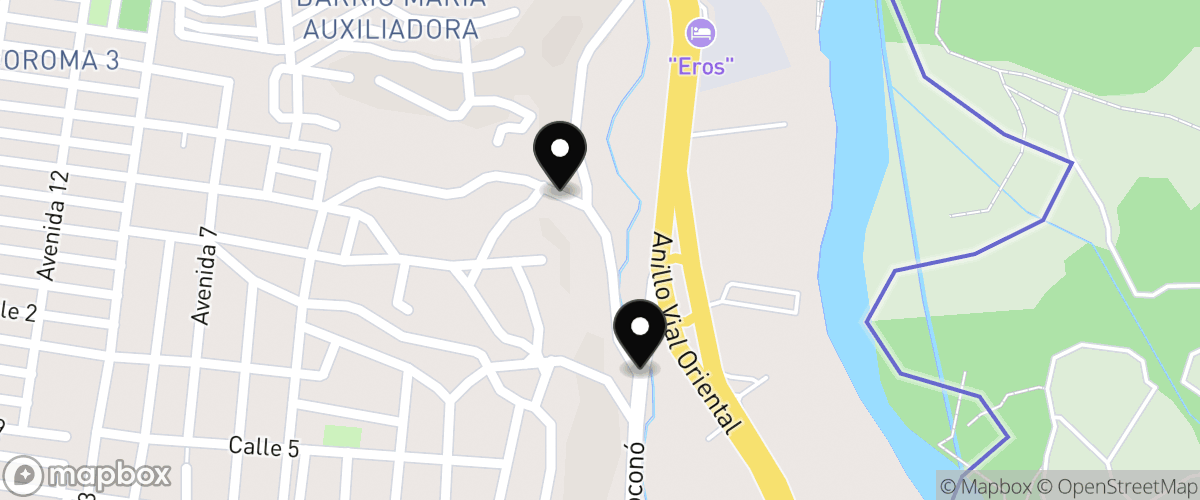 Mapa del tramo propuesto en Bocono